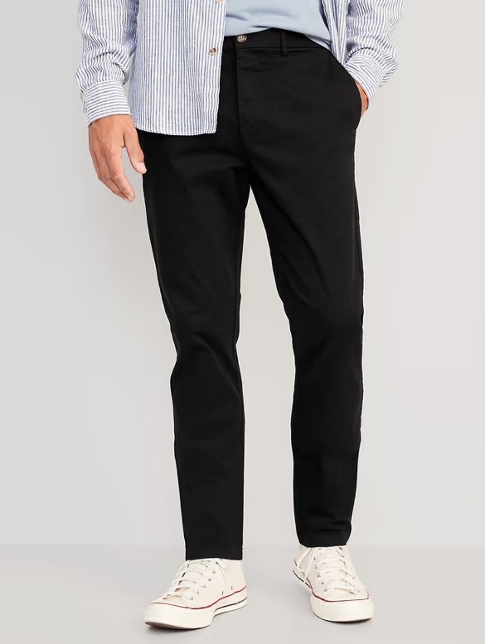 OLD NAVY Black Chino Pants Cotton Flex Slim Slacks Large 34x32 New